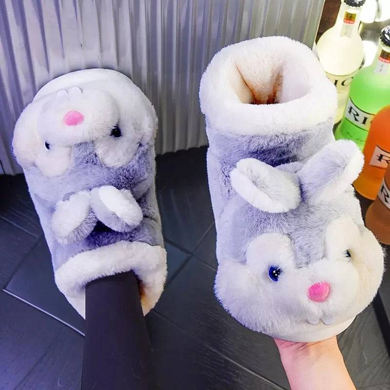 Winter Warm Shoes Plush Lining Indoor Slippers Couples Platform Heel High Top Snow Boots - TheWellBeing4All