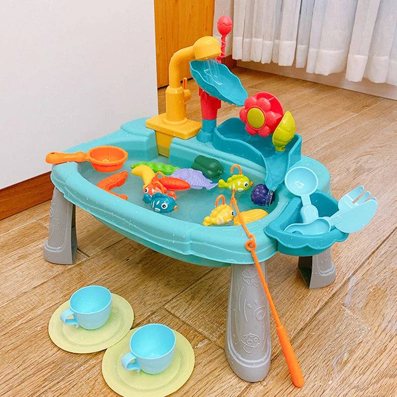 Kitchen Sink Toys Electric Dishwasher Playing Toy With Running Water Pretend Play Food Fishing Toy Role Playing - TheWellBeing4All