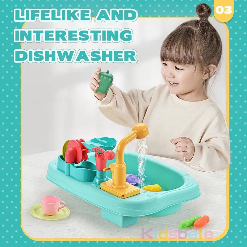 Kitchen Sink Toys Electric Dishwasher Playing Toy With Running Water Pretend Play Food Fishing Toy Role Playing - TheWellBeing4All