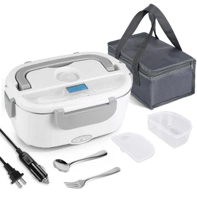 Electric Lunch Box 1.5L 40W with Fork & Spoon Stainless Steel Portable Heating Lunchbox Food Warmer - TheWellBeing4All