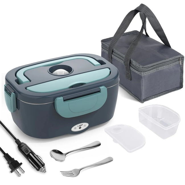 Electric Lunch Box 1.5L 40W with Fork & Spoon Stainless Steel Portable Heating Lunchbox Food Warmer - TheWellBeing4All