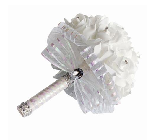 Foam flowers Rose Bridal White Satin Romantic Wedding bouquet - The Well Being The Well Being Photo Color 200002130 Ludovick-TMB Foam flowers Rose Bridal White Satin Romantic Wedding bouquet