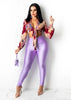 2 pcs Women Set Women Set Luxury Print Blouse and Long Pants Sexy Club Outfits - The Well Being The Well Being Purple / S Ludovick-TMB 2 pcs Women Set Women Set Luxury Print Blouse and Long Pants Sexy Club Outfits