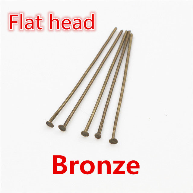 Flat Head/Ball Head/Eye Head Pins Metal Headpins For Jewelry Findings Making DIY Supplies - The Well Being The Well Being Flat-Bronze / 50mm Ludovick-TMB Flat Head/Ball Head/Eye Head Pins Metal Headpins For Jewelry Findings Making DIY Supplies