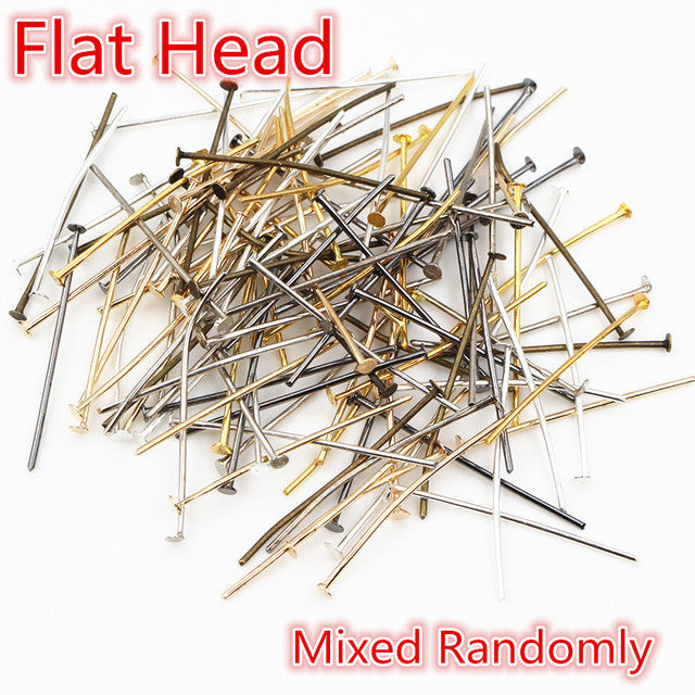 Flat Head/Ball Head/Eye Head Pins Metal Headpins For Jewelry Findings Making DIY Supplies - The Well Being The Well Being Flat-Mixed / 50mm Ludovick-TMB Flat Head/Ball Head/Eye Head Pins Metal Headpins For Jewelry Findings Making DIY Supplies