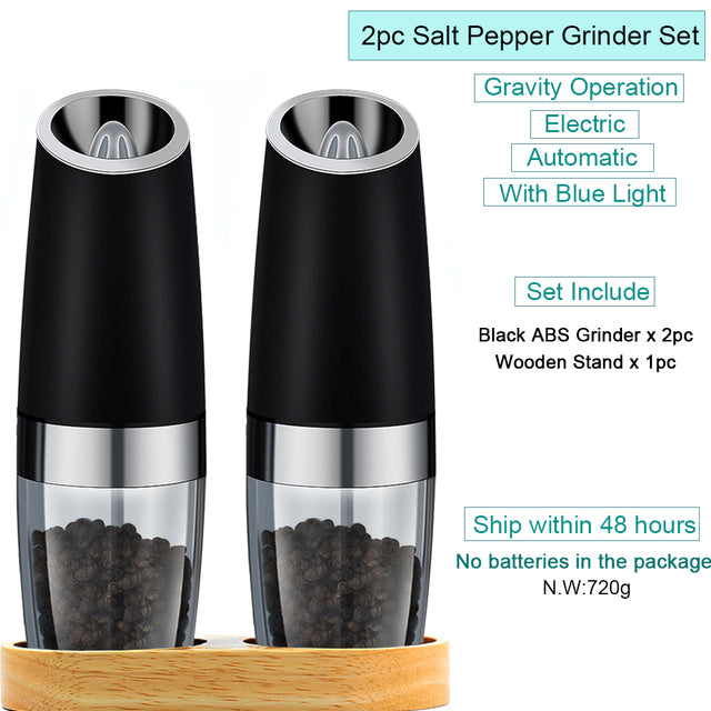 Automatic Salt Pepper Mill Grinder Electric Stainless Steel - The Well Being The Well Being Stand Set 1 Ludovick-TMB Automatic Salt Pepper Mill Grinder Electric Stainless Steel