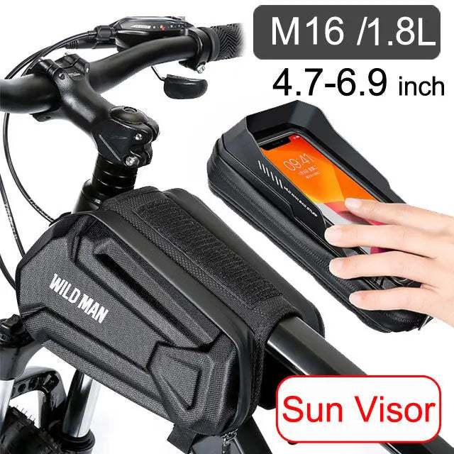 Bike Bag 1.8L Frame Front Tube Cycling Bag - Waterproof Phone Case Holder for 7 Inches Touchscreen Phones - The Well Being The Well Being M16 1.8L / UK Ludovick-TMB Bike Bag 1.8L Frame Front Tube Cycling Bag - Waterproof Phone Case Holder for 7 Inches Touchscreen Phones