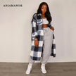 Elegant Fashion Checkered Coat Women Autumn Winter Clothing 2021 Single Breasted Long Flannel Plaid Jacket D74-DG57 - The Well Being The Well Being Ludovick-TMB Elegant Fashion Checkered Coat Women Autumn Winter Clothing 2021 Single Breasted Long Flannel Plaid Jacket D74-DG57
