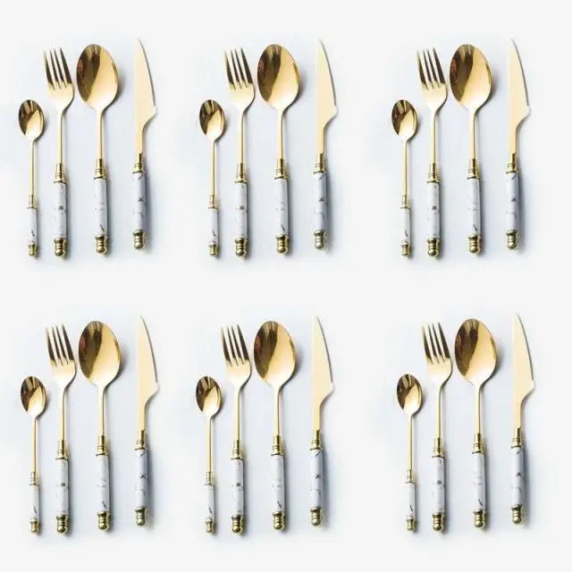 Fork Spoon Knife Set - The Well Being The Well Being White 24pcs NO Shelf Ludovick-TMB Fork Spoon Knife Set