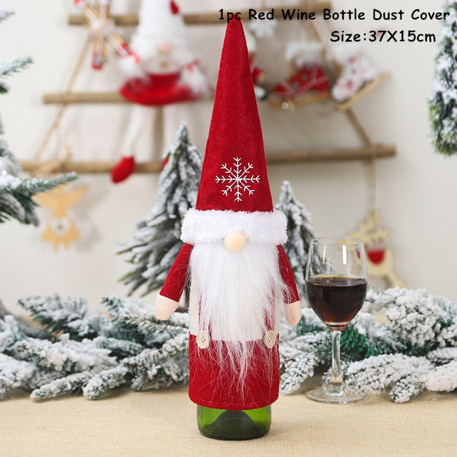 Xmas Wine Bottle Dust Cover Noel Navidad Christmas Decoration - The Well Being The Well Being 99-Red Hat Ludovick-TMB Xmas Wine Bottle Dust Cover Noel Navidad Christmas Decoration