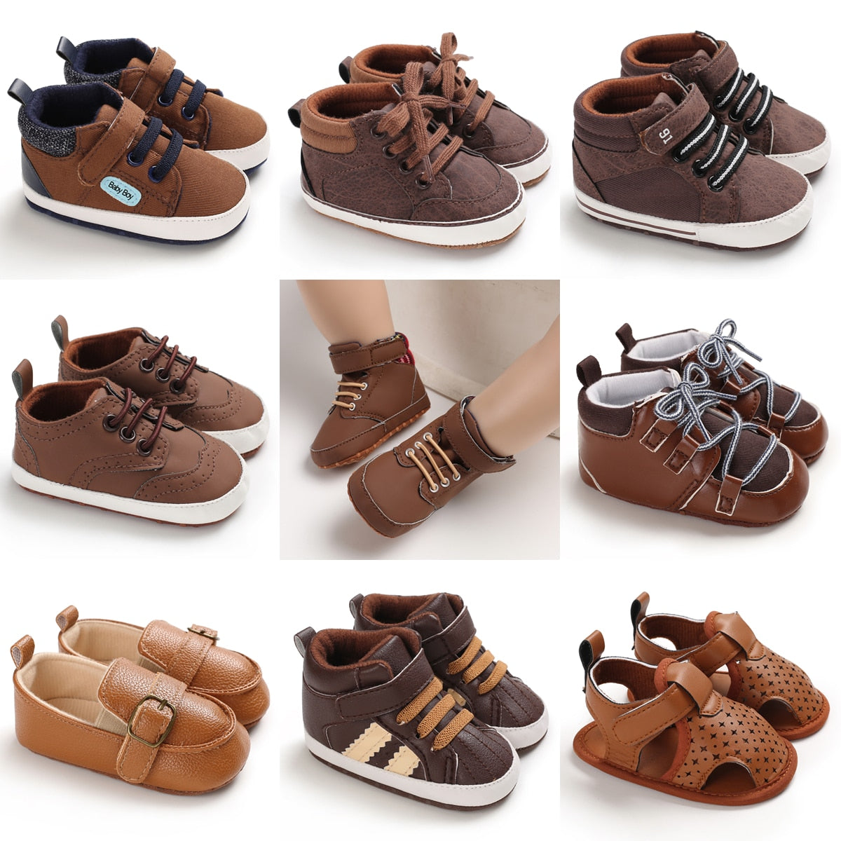 Newborn Baby Shoes Brown Themed Multicolor Boys and Girls Shoes Casual Sneakers Soft Sole Non-Slip Toddler Shoes First Walkers - The Well Being The Well Being The Well Being Newborn Baby Shoes Brown Themed Multicolor Boys and Girls Shoes Casual Sneakers Soft Sole Non-Slip Toddler Shoes First Walkers