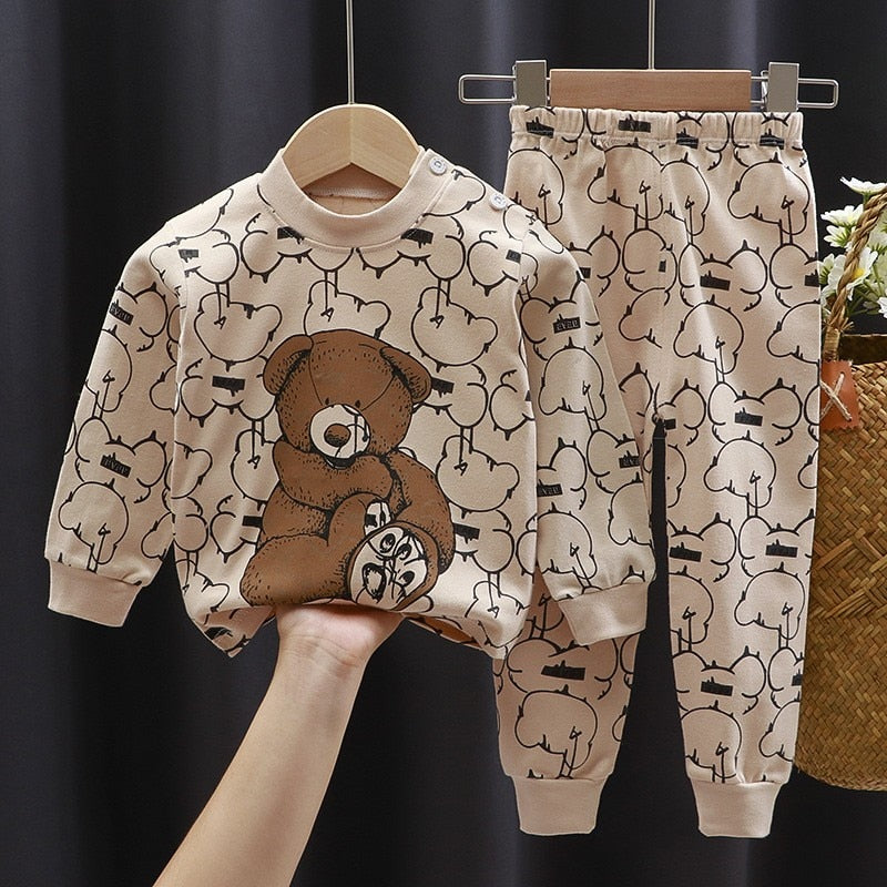 Fall Winter Pure Cotton Baby Underwear Set Printed Cartoon Children 2 Piece Set Fashion Autumn Clothes Kids Long Sleeve Suit - The Well Being The Well Being The Well Being Fall Winter Pure Cotton Baby Underwear Set Printed Cartoon Children 2 Piece Set Fashion Autumn Clothes Kids Long Sleeve Suit