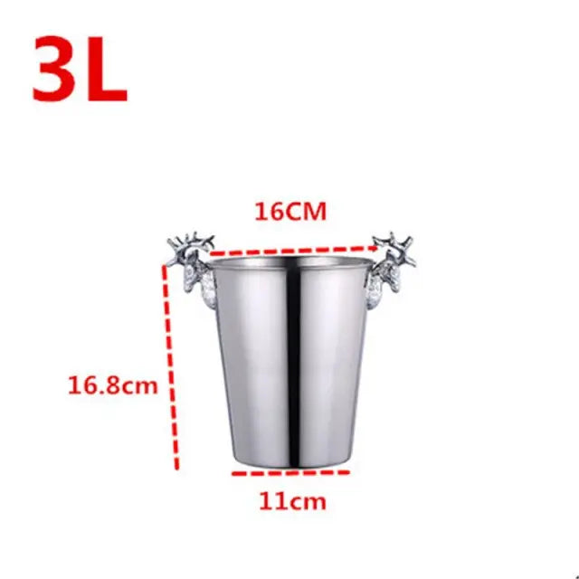 Ice Barrel Silver Gold gold European style champagne barrel deer head ice bucket - The Well Being The Well Being Silvery 3L Ludovick-TMB Ice Barrel Silver Gold gold European style champagne barrel deer head ice bucket