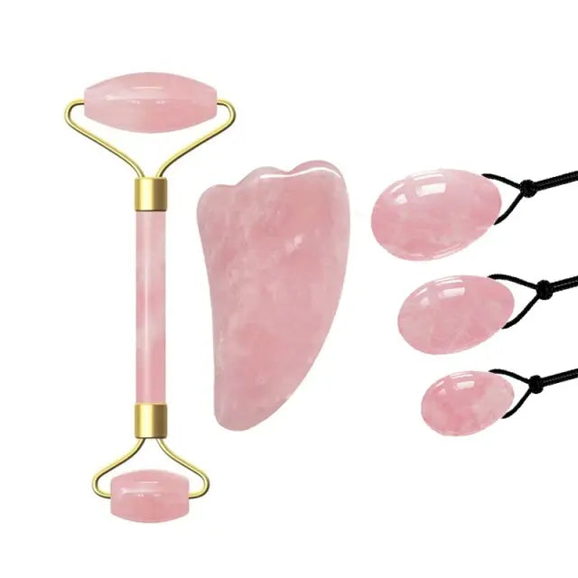 Jade Massage Roller GuaSha Scraper Yoni Egg Set Natural Rose Quartz Face Massage Roller Gouache Scraper Kegel Exercise Jade Ball - The Well Being The Well Being type 6 Ludovick-TMB Jade Massage Roller GuaSha Scraper Yoni Egg Set Natural Rose Quartz Face Massage Roller Gouache Scraper Kegel Exercise Jade Ball