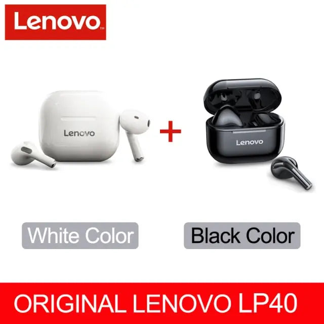 Lenovo Wireless Earphone Bluetooth 5.0 Dual Stereo Noise Reduction - The Well Being The Well Being LP40 White and Black Ludovick-TMB Lenovo Wireless Earphone Bluetooth 5.0 Dual Stereo Noise Reduction