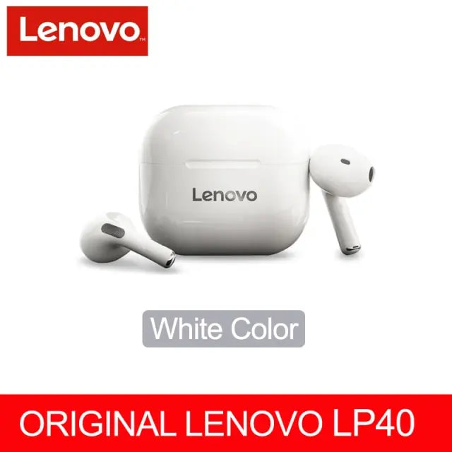 Lenovo Wireless Earphone Bluetooth 5.0 Dual Stereo Noise Reduction - The Well Being The Well Being LP40 White Ludovick-TMB Lenovo Wireless Earphone Bluetooth 5.0 Dual Stereo Noise Reduction