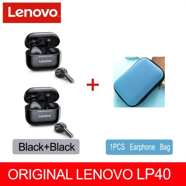 Lenovo Wireless Earphone Bluetooth 5.0 Dual Stereo Noise Reduction - The Well Being The Well Being LP40 2 Black 1 Case Ludovick-TMB Lenovo Wireless Earphone Bluetooth 5.0 Dual Stereo Noise Reduction