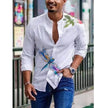 Men Shirts Spring Summer Vintage Printed Long-sleeved Thin Button Imitation Linen Loose Shirt For Men Large Size Casual Clothes - The Well Being The Well Being Ludovick-TMB Men Shirts Spring Summer Vintage Printed Long-sleeved Thin Button Imitation Linen Loose Shirt For Men Large Size Casual Clothes