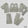 Seamless Yoga Set Workout Sportswear Gym Clothing Fitness High Waist Leggings Long Sleeve Crop Top Sports Suits - The Well Being The Well Being 5 pcs set green / S / Russian Federation Ludovick-TMB Seamless Yoga Set Workout Sportswear Gym Clothing Fitness High Waist Leggings Long Sleeve Crop Top Sports Suits