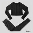 Seamless Yoga Set Workout Sportswear Gym Clothing Fitness High Waist Leggings Long Sleeve Crop Top Sports Suits - The Well Being The Well Being autumn set black / M / Russian Federation Ludovick-TMB Seamless Yoga Set Workout Sportswear Gym Clothing Fitness High Waist Leggings Long Sleeve Crop Top Sports Suits