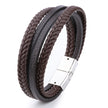 Trendy Genuine Leather Bracelets Men Stainless Steel Multilayer Braided Rope Bracelets - The Well Being The Well Being H24029 / China Ludovick-TMB Trendy Genuine Leather Bracelets Men Stainless Steel Multilayer Braided Rope Bracelets