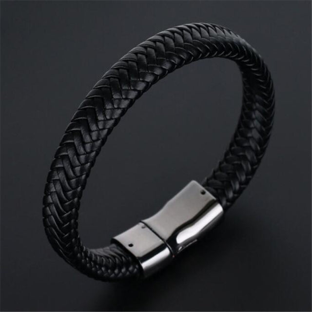 Trendy Genuine Leather Bracelets Men Stainless Steel Multilayer Braided Rope Bracelets - The Well Being The Well Being H22204 / SPAIN Ludovick-TMB Trendy Genuine Leather Bracelets Men Stainless Steel Multilayer Braided Rope Bracelets