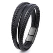 Trendy Genuine Leather Bracelets Men Stainless Steel Multilayer Braided Rope Bracelets - The Well Being The Well Being H24026 / China Ludovick-TMB Trendy Genuine Leather Bracelets Men Stainless Steel Multilayer Braided Rope Bracelets