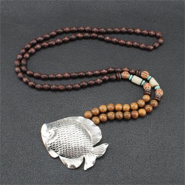 Handmade Necklace Nepal Buddhist Mala Wood Beads Pendant - The Well Being The Well Being 17 Ludovick-TMB Handmade Necklace Nepal Buddhist Mala Wood Beads Pendant