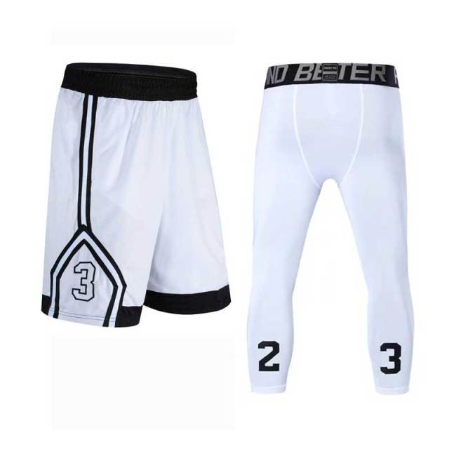 Men's Basketball Shorts and Tights Set - Quick-Dry Sports Gym Workout Shorts - The Well Being The Well Being 172 white sets / M Ludovick-TMB Men's Basketball Shorts and Tights Set - Quick-Dry Sports Gym Workout Shorts