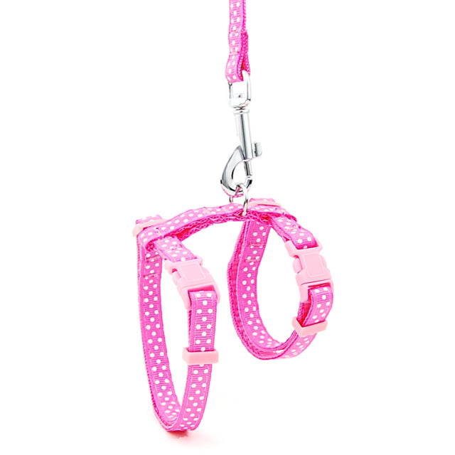 Adjustable Nylon Cat and Dog Harness with Reflective Strip and Quick Release, Ideal for Walking and Training - Available in Various Colors and Patterns - The Well Being The Well Being Pink Dot Print / M Ludovick-TMB Adjustable Nylon Cat and Dog Harness with Reflective Strip and Quick Release, Ideal for Walking and Training - Available in Various Colors and Patterns