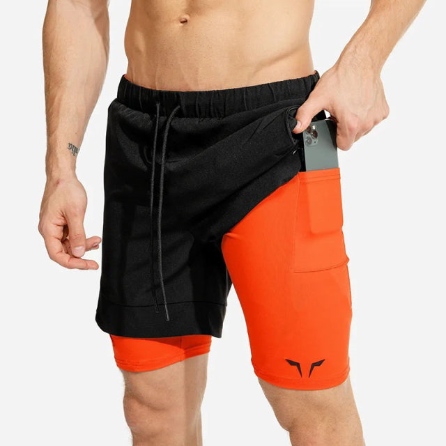 Safety pocket sexy running shorts double layer breathable 2 in 1 fitness training - The Well Being The Well Being Black 2 / XL Ludovick-TMB Safety pocket sexy running shorts double layer breathable 2 in 1 fitness training