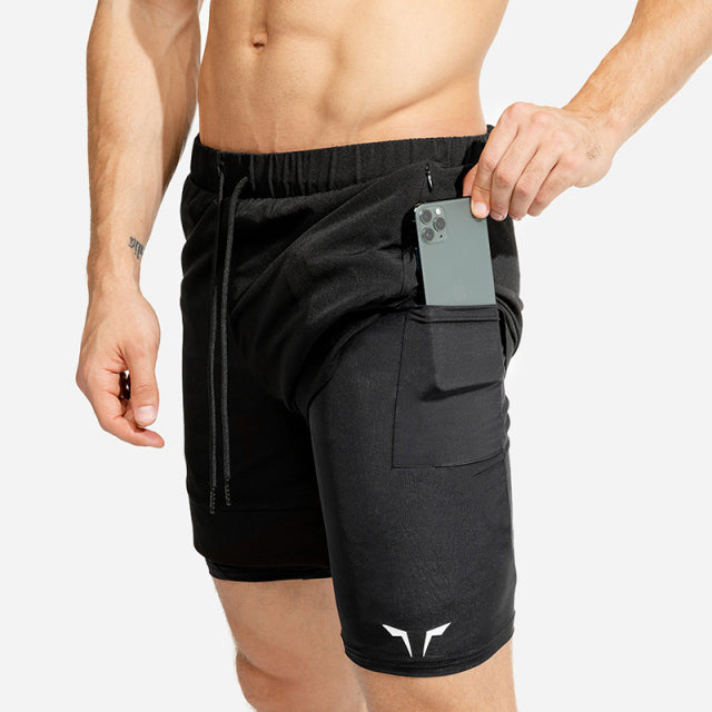 Safety pocket sexy running shorts double layer breathable 2 in 1 fitness training - The Well Being The Well Being Black 1 / XXL Ludovick-TMB Safety pocket sexy running shorts double layer breathable 2 in 1 fitness training