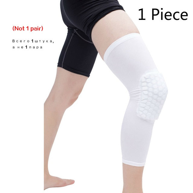 Protective Basketball Knee Pads with Honeycomb Foam Compression for Fitness and Performance - The Well Being The Well Being 1PC Long Knee White / S Ludovick-TMB Protective Basketball Knee Pads with Honeycomb Foam Compression for Fitness and Performance