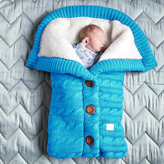 Infant Sleeping Blanket Footmuff Cotton Envelope - The Well Being The Well Being light blue Ludovick-TMB Infant Sleeping Blanket Footmuff Cotton Envelope