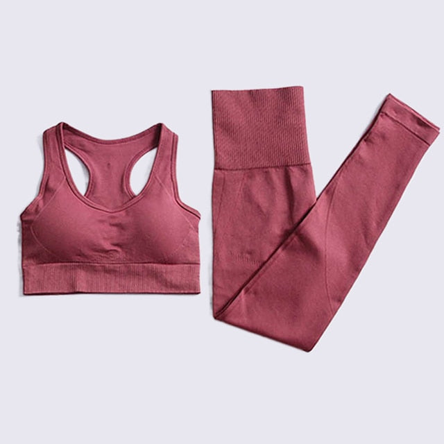 Energy Seamless Yoga Set Sport Outfit For Woman Gym Clothing Fitness Long Sleeve Crop Top High Waist Leggings Running Sportswear - The Well Being The Well Being 2pcs-Rust red 2 / M Ludovick-TMB Energy Seamless Yoga Set Sport Outfit For Woman Gym Clothing Fitness Long Sleeve Crop Top High Waist Leggings Running Sportswear