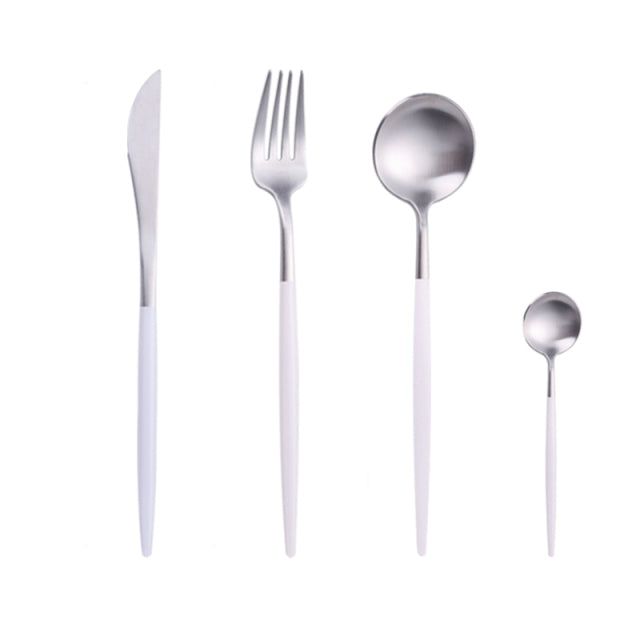 Gold Cutlery Set Forks Spoons Knives - The Well Being The Well Being UK / matte white silver Ludovick-TMB Gold Cutlery Set Forks Spoons Knives