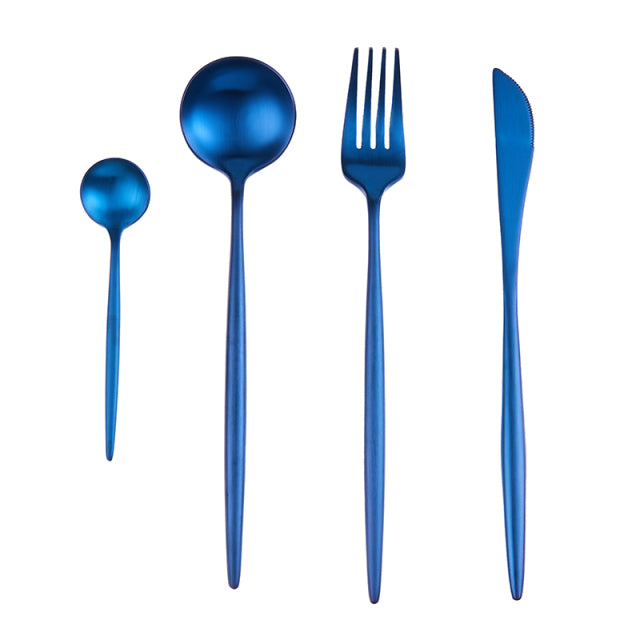 Gold Cutlery Set Forks Spoons Knives - The Well Being The Well Being Russian Federation / matte blue1set Ludovick-TMB Gold Cutlery Set Forks Spoons Knives