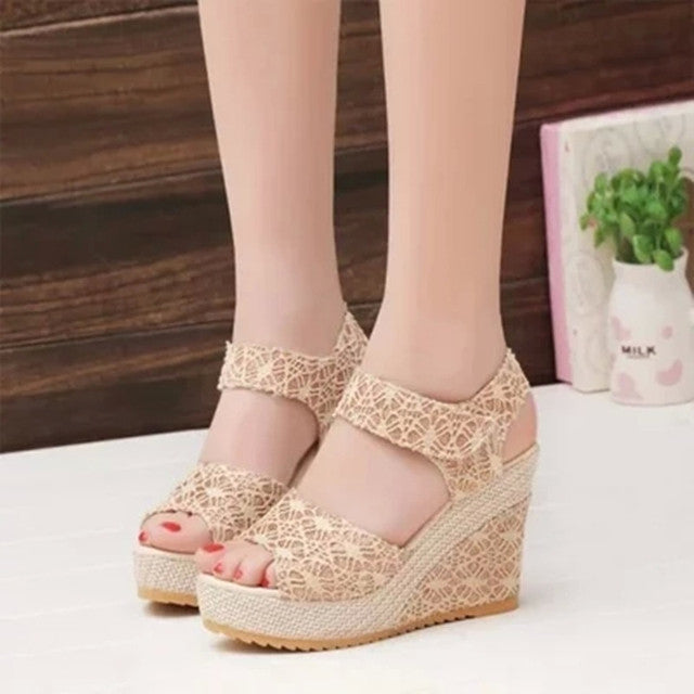 Ladies Shoes Women Sandals Summer Open Toe Fish Head Platform High Heels Wedge Sandals - The Well Being The Well Being Gold 2 / 4.5 Ludovick-TMB Ladies Shoes Women Sandals Summer Open Toe Fish Head Platform High Heels Wedge Sandals