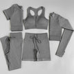 Seamless Yoga Set Workout Sportswear Gym Clothing Drawstring High Waist Leggings Fitness Sports Suits - The Well Being The Well Being 5pcs SetGrey / S Ludovick-TMB Seamless Yoga Set Workout Sportswear Gym Clothing Drawstring High Waist Leggings Fitness Sports Suits