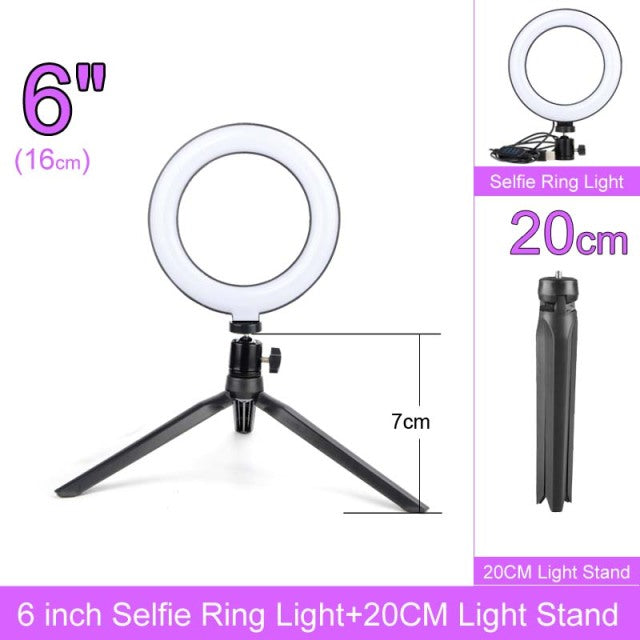 LED Selfie Ring Light with Stand without Tripod - The Well Being The Well Being Belgium / 6 inch 20cm Ludovick-TMB LED Selfie Ring Light with Stand without Tripod