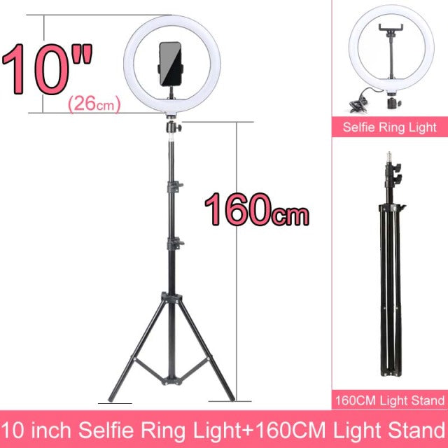 LED Selfie Ring Light with Stand without Tripod - The Well Being The Well Being Belgium / 10 inch 160cm Ludovick-TMB LED Selfie Ring Light with Stand without Tripod