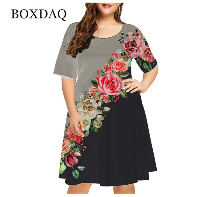 Short Sleeve Mini Dress Casual O-Neck Loose Dress - The Well Being The Well Being DQ031 / 4XL / China Ludovick-TMB Short Sleeve Mini Dress Casual O-Neck Loose Dress