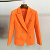 Designer Jacket Women, Classic Double Breasted Metal Lion Buttons - The Well Being The Well Being Neon Orange / XXXL Ludovick-TMB Designer Jacket Women, Classic Double Breasted Metal Lion Buttons