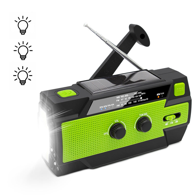 Multifunctional Radio Hand Crank Solar Crank Dynamo Powered AM/FM/WB Weather Radio with 4000 mAh Power Bank - The Well Being The Well Being Ludovick-TMB Multifunctional Radio Hand Crank Solar Crank Dynamo Powered AM/FM/WB Weather Radio with 4000 mAh Power Bank