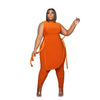 Two Piece Outfits Sleeveless Round Neck Bandage Crop - The Well Being The Well Being Orange / XXL Ludovick-TMB Two Piece Outfits Sleeveless Round Neck Bandage Crop