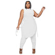 Two Piece Outfits Sleeveless Round Neck Bandage Crop - The Well Being The Well Being White / XL Ludovick-TMB Two Piece Outfits Sleeveless Round Neck Bandage Crop
