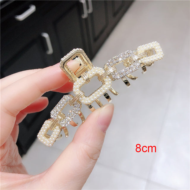 Rhinestone Metal Hair Claw Crab Clip For Women Girls Shiny Barrette Hairpin Crystal Pearl Hair Accessories Jewelry Gift - The Well Being The Well Being 09b 8cm Ludovick-TMB Rhinestone Metal Hair Claw Crab Clip For Women Girls Shiny Barrette Hairpin Crystal Pearl Hair Accessories Jewelry Gift