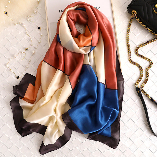 Scarves soft long print silk scarves lady shawl and wrap - The Well Being The Well Being style 46 Ludovick-TMB Scarves soft long print silk scarves lady shawl and wrap
