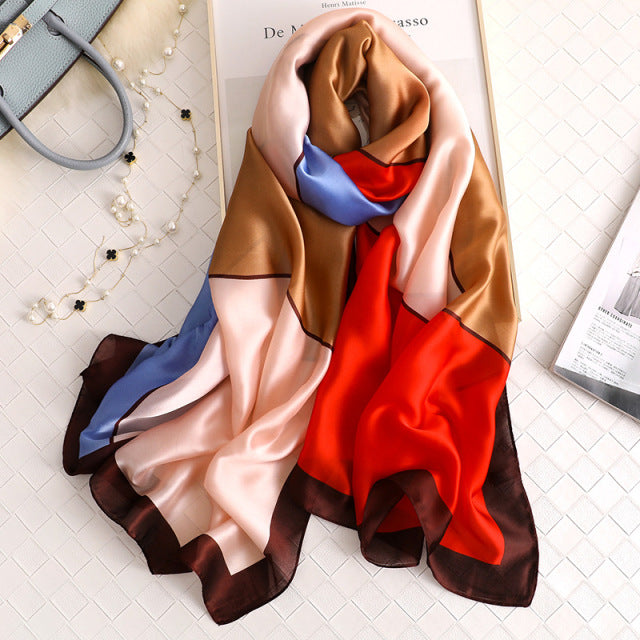 Scarves soft long print silk scarves lady shawl and wrap - The Well Being The Well Being style 44 Ludovick-TMB Scarves soft long print silk scarves lady shawl and wrap