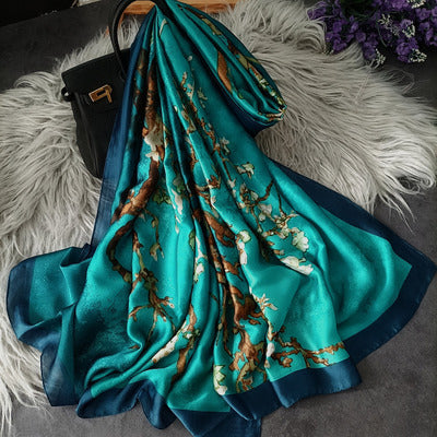Scarves soft long print silk scarves lady shawl and wrap - The Well Being The Well Being style 18 Ludovick-TMB Scarves soft long print silk scarves lady shawl and wrap